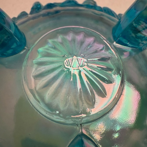 Vintage Westmoreland Argonaut Shell Brandywine Blue Opalescent Candy Dish - Picture 10 of 13